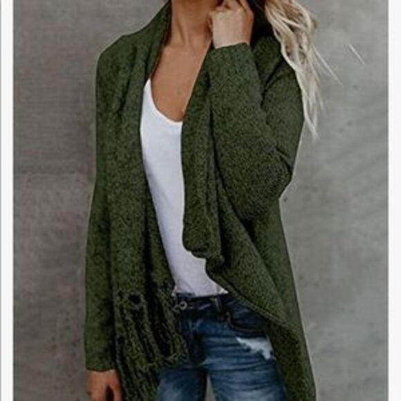 New Tassel Hem Long Sweater Poncho Pullover Wrap - Picture 1 of 7